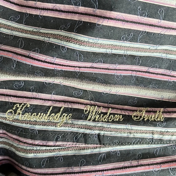 Robert Graham Cotton & Silk Striped Button Front Long Sleeve Shirt - Size 2XL - Picture 7 of 11